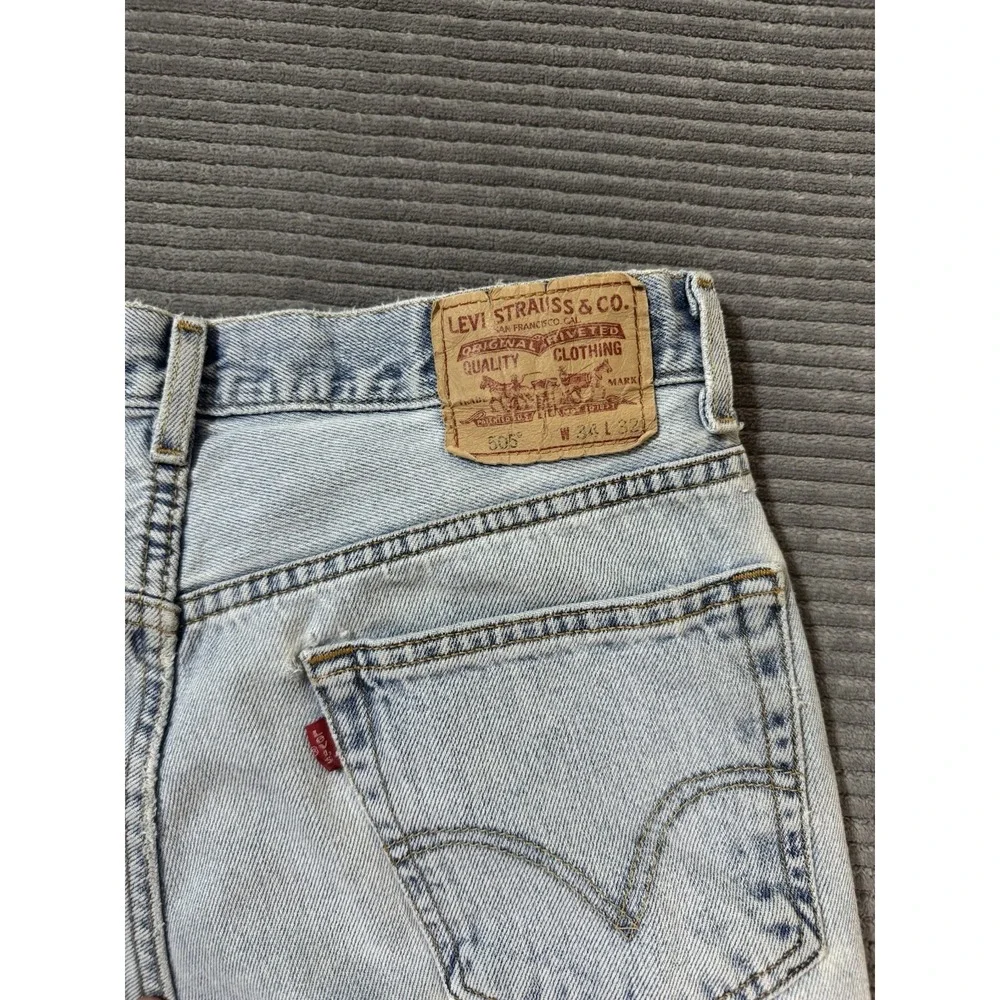 2005 Men's Levi's‎ 505 34x32 Y2K Light Wash Blue Jeans Regular Fit